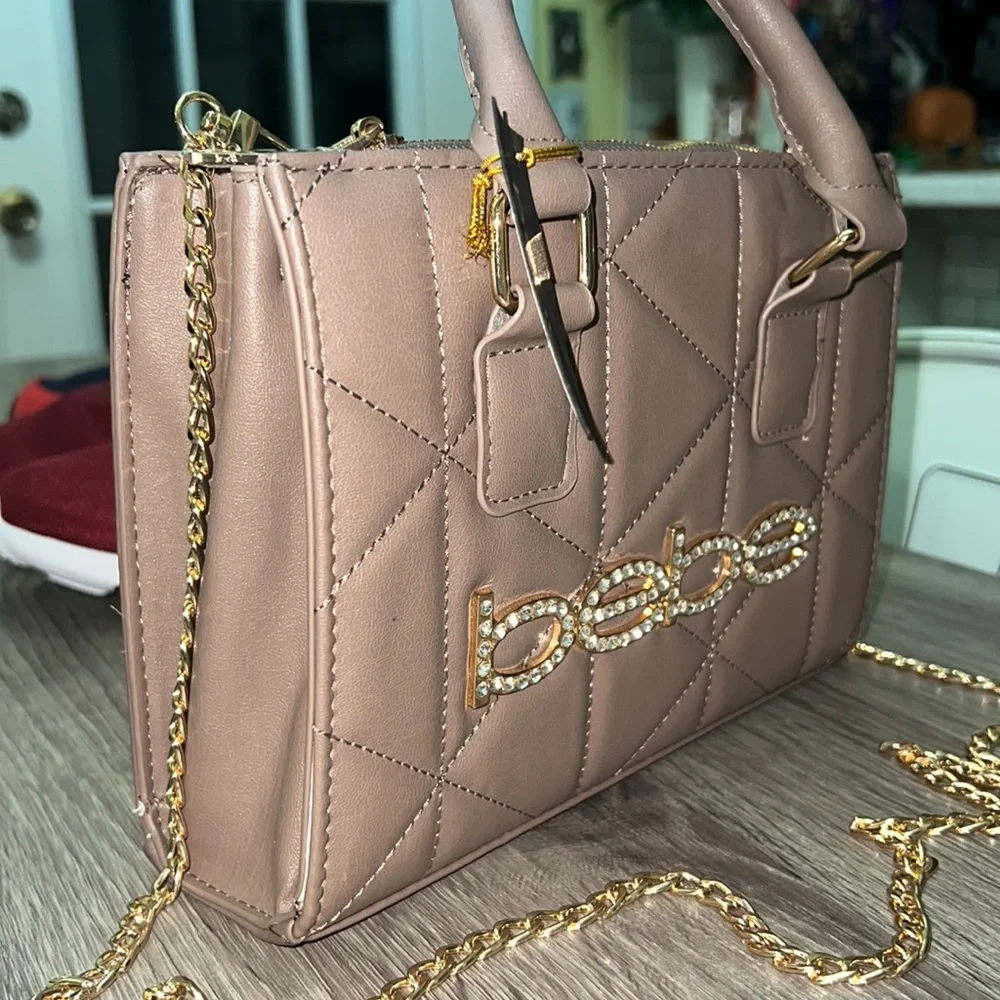 NWT Bebe Handbag Crossbody Bag with Rhinestones and Gold Chain Strap MSRP $109 - Picture 4 of 10
